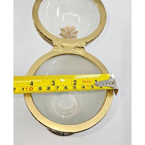 Vintage Porcelain & Brass Egg-Shaped Trinket Box With Hand Painted Le Tallec - Picture 10 of 10